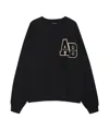 Anine Bing Womens Black Miles Branded Cotton-jersey Sweatshirt In Black