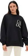 Anine Bing Womens Black Miles Branded Cotton-jersey Sweatshirt