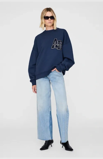 Anine Bing Miles Oversized Letterman Sweatshirt In Blue