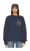 Anine Bing Miles Oversized Letterman Sweatshirt In Blue