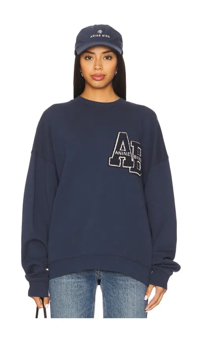 Anine Bing Miles Oversized Letterman Sweatshirt In Blue