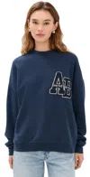 Anine Bing Miles Oversized Letterman Sweatshirt Dark Blue In Blue