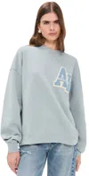 Anine Bing Miles Oversized Letterman Sweatshirt Pastel Blue In Blue