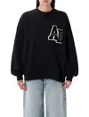 Anine Bing Womens Black Miles Branded Cotton-jersey Sweatshirt
