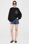 Anine Bing Womens Black Miles Branded Cotton-jersey Sweatshirt In Black