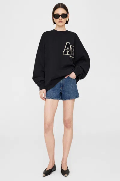 Anine Bing Miles Oversized Sweatshirt Letterman In Black
