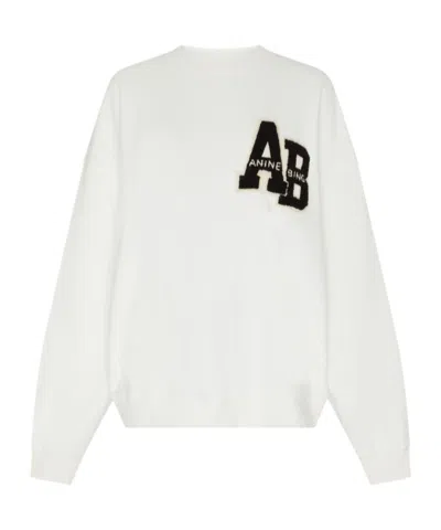 Anine Bing Miles Logo-patch Cotton Sweatshirt In White
