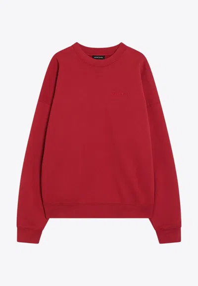 Anine Bing Miles Oversized Embroidered Cotton-jersey Sweatshirt In Red