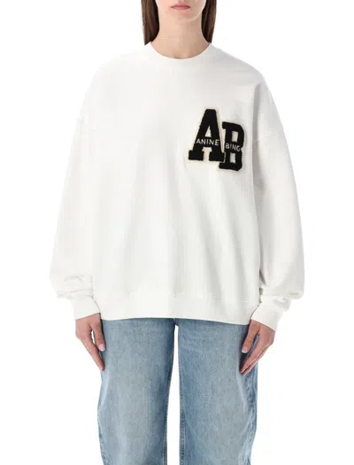 Anine Bing Miles Oversized Letterman Off-white Sweatshirt