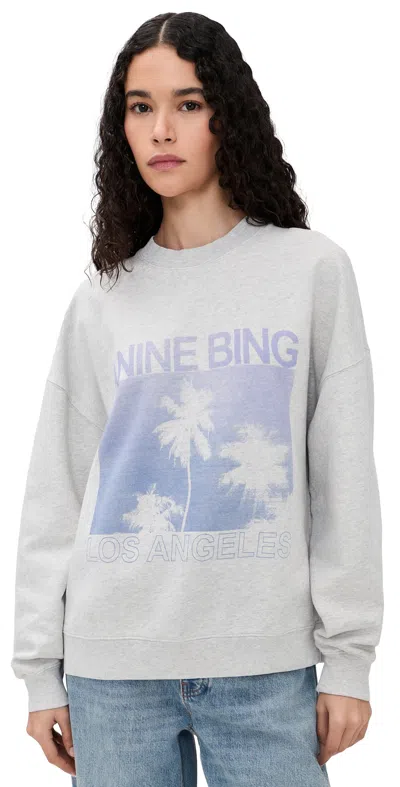Anine Bing Miles Palms Sweatshirt Light Heather Grey In Gray