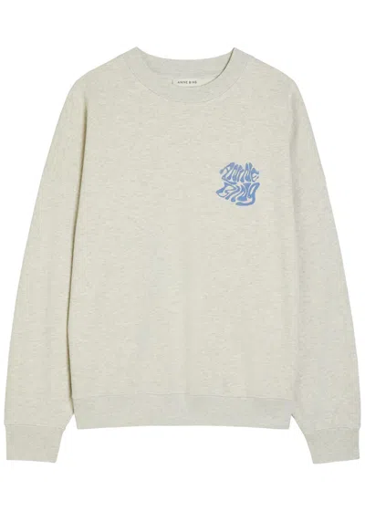 Anine Bing Miles Printed Cotton Sweatshirt In Grey