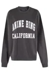 Anine Bing Miles Relaxed-fit Oversized Cotton Sweatshirt With Contrasting Logo In Grey
