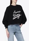 Anine Bing Miles Sweatshirt Chenille Signature Woman Black In Black