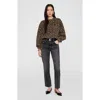 Anine Bing Miles Sweatshirt In Black And Brown Leopard In Brown