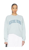 Anine Bing Light Blue Crewneck Embroidery Logo Sweatshirt In Blue