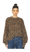 Anine Bing Cotton Sweatshirt In Black & Brown Leopard