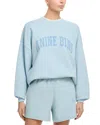 Anine Bing Light Blue Crewneck Embroidery Logo Sweatshirt In Blue