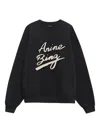 Anine Bing Miles Sweatshirt Chenille Signature Woman Black In Black
