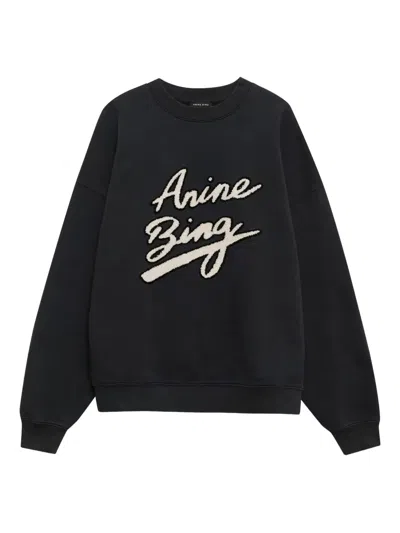 ANINE BING MILES SWEATSHIRT CHENILLE SIGNATURE WOMAN BLACK