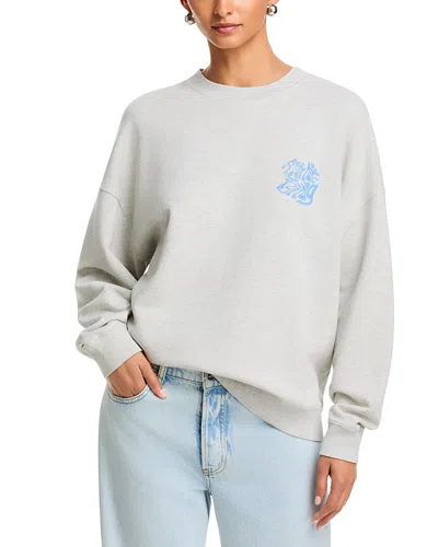 Anine Bing Miles Logo-print Crew-neck Cotton Sweatshirt In White
