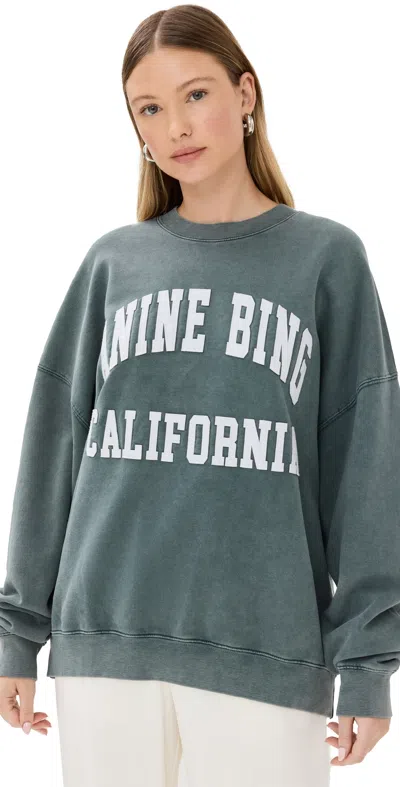 Anine Bing Miles Cotton Logo Sweatshirt In Green