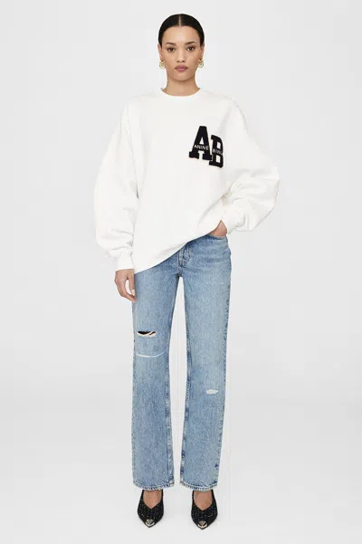 Anine Bing Miles Sweatshirt Letterman In Off White