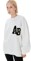 Anine Bing Miles Sweatshirt Letterman Off White Off White In Off White