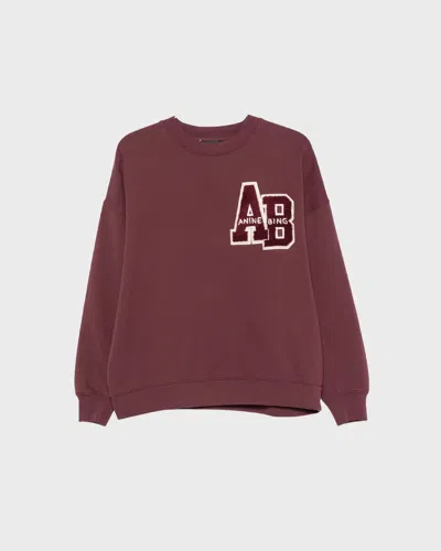 Anine Bing Miles Sweatshirt Letterman  X-sm In Burgundy