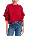 Anine Bing Miles Oversized Embroidered Cotton-jersey Sweatshirt In Washed Red