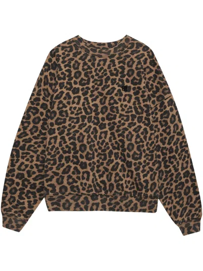 Anine Bing Miles Sweatshirt Woman Brown In Black & Brown Leopard