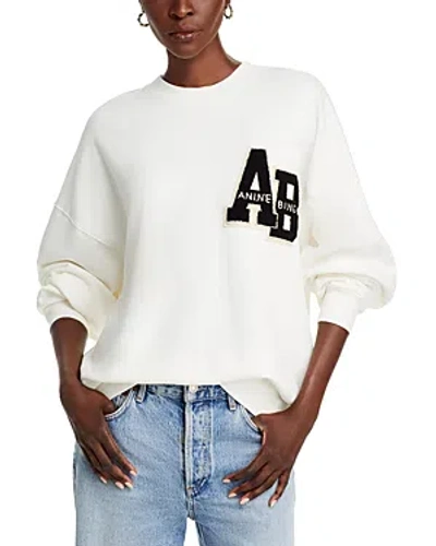 Anine Bing Miles Varsity Letter Oversized Sweatshirt In White
