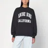 Anine Bing Miles Washed Black Cotton Sweatshirt In Black