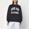 Anine Bing Miles Washed Black Cotton Sweatshirt In Black