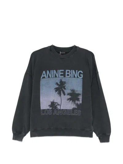 Anine Bing Miles Washed Grey Sweatshirt In Gray
