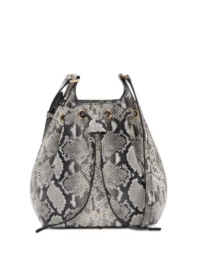 Anine Bing Mini Alana Snakeskin-print Bucket Bag In Gray