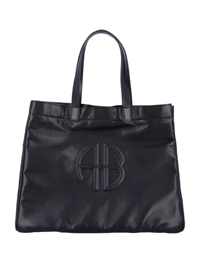 Anine Bing Mini Chic Leather Tote For Women - Fw25 In Black