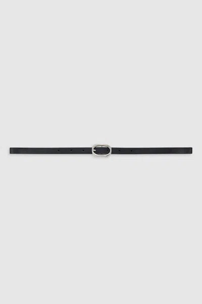 Anine Bing Mini Signature Link Belt In Black With Silver