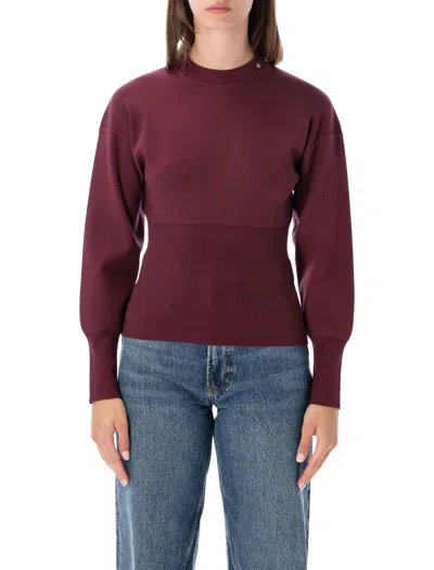 Anine Bing Mock Neck Fitted Knit Top In Viola