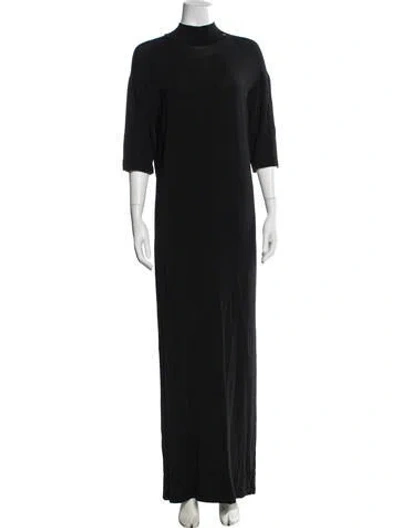 Pre-owned Anine Bing Mock Neck Long Dress In Black