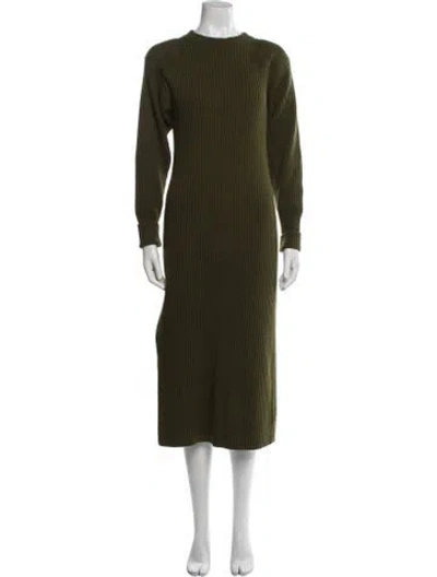 Pre-owned Anine Bing Mock Neck Long Dress In Green