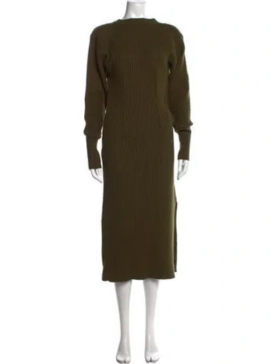 Pre-owned Anine Bing Mock Neck Long Dress In Green