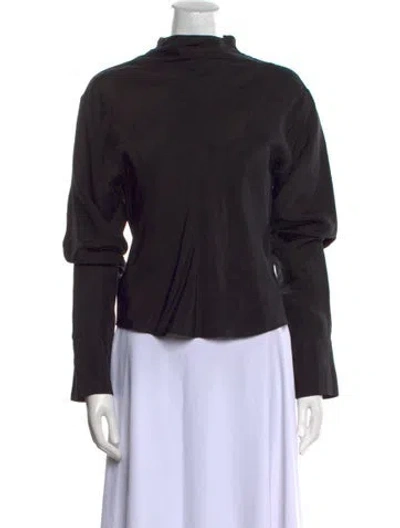 Pre-owned Anine Bing Mock Neck Long Sleeve Sweatshirt In Black