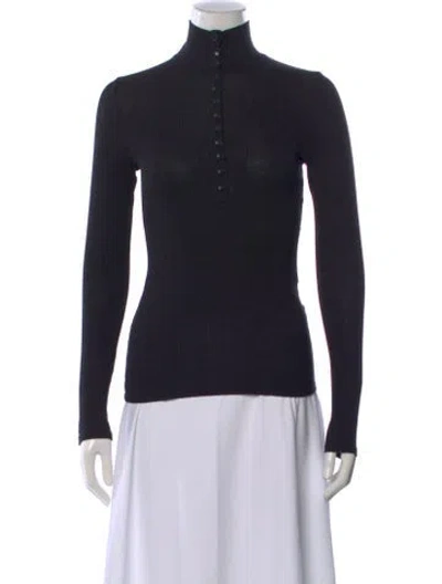 Pre-owned Anine Bing Mock Neck Long Sleeve Top In Black