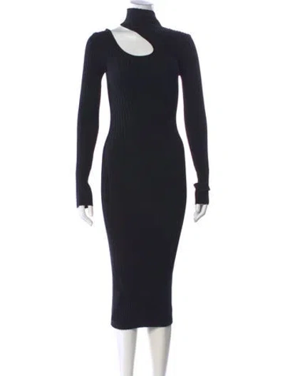 Pre-owned Anine Bing Mock Neck Midi Length Dress In Black