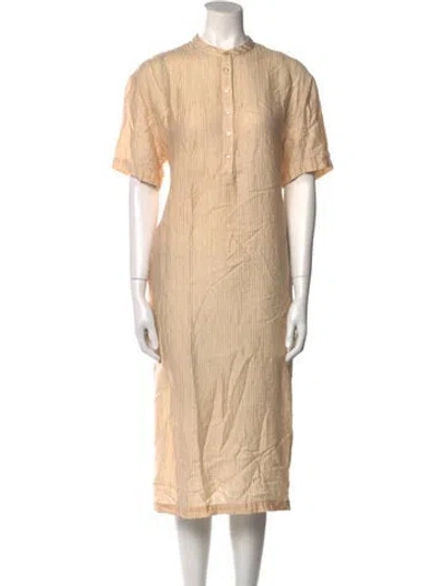 Pre-owned Anine Bing Mock Neck Midi Length Dress In Neutral