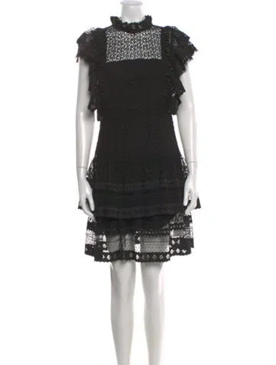 Pre-owned Anine Bing Mock Neck Mini Dress In Black