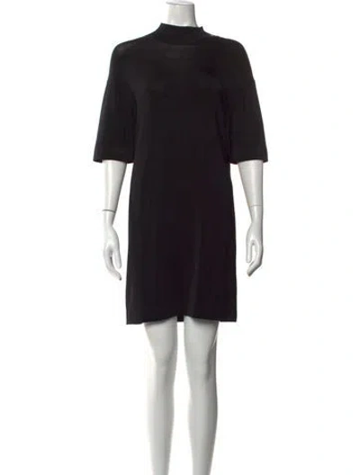 Pre-owned Anine Bing Mock Neck Mini Dress In Black