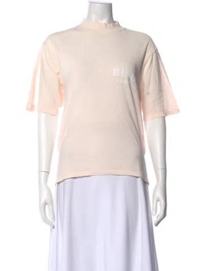 Pre-owned Anine Bing Mock Neck Short Sleeve T-shirt In Neutral