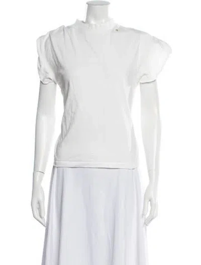Pre-owned Anine Bing Mock Neck Short Sleeve T-shirt In White