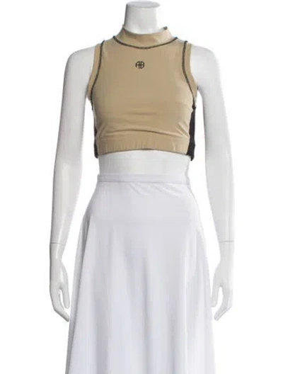 Pre-owned Anine Bing Mock Neck Sleeveless Crop Top In Neutral